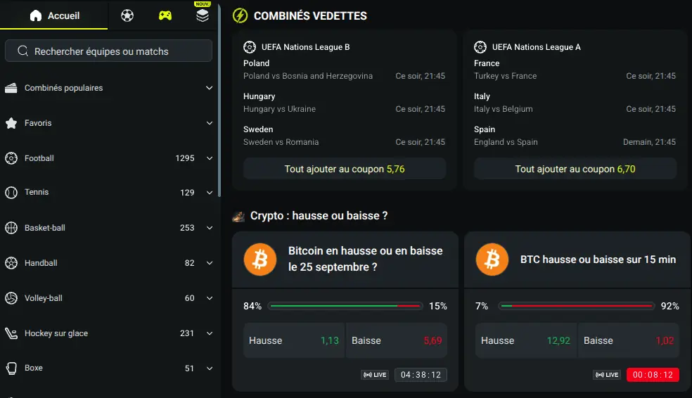Paris sportifs sur Twindor — football, tennis, basket-ball et cotes en direct